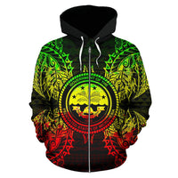 Federated States of Micronesian Polynesian All Over Zip up Hoodie Map Reggae - Polynesian Pride
