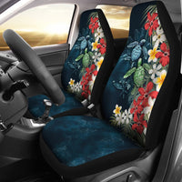 Kanaka Maoli (Hawaiian) Car Seat Covers - Sea Turtle Tropical Hibiscus And Plumeria Universal Fit Blue - Polynesian Pride