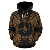 Yap Polynesian All Over Zip up Hoodie Map Gold - Polynesian Pride