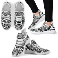 American Samoa Polynesian Tattoo Mesh Knit Sneakers White White - Polynesian Pride