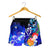 Custom Personalised Chuuk Women's Shorts - Humpback Whale with Tropical Flowers (Blue) - Polynesian Pride