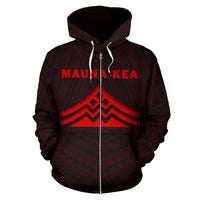 Hawaii Mauna Kea Polynesian Zip up Hoodie Red - Polynesian Pride