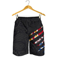 French Polynesia All Over Print Men's Shorts - Scratch Style Black - Polynesian Pride