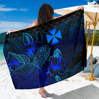 Wallis And Futuna Sarong - Turtle Hibiscus Pattern Blue Women One Size Blue - Polynesian Pride