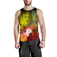 Guam Men's Tank Top - Humpback Whale with Tropical Flowers (Yellow) - Polynesian Pride