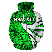 Hawaii Turtle Polynesian Zip up Hoodie Green Warrior Style - Polynesian Pride