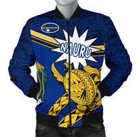 Nauru Rugby Men Bomber Jacket Version Turtle Polynesian Blue - Polynesian Pride