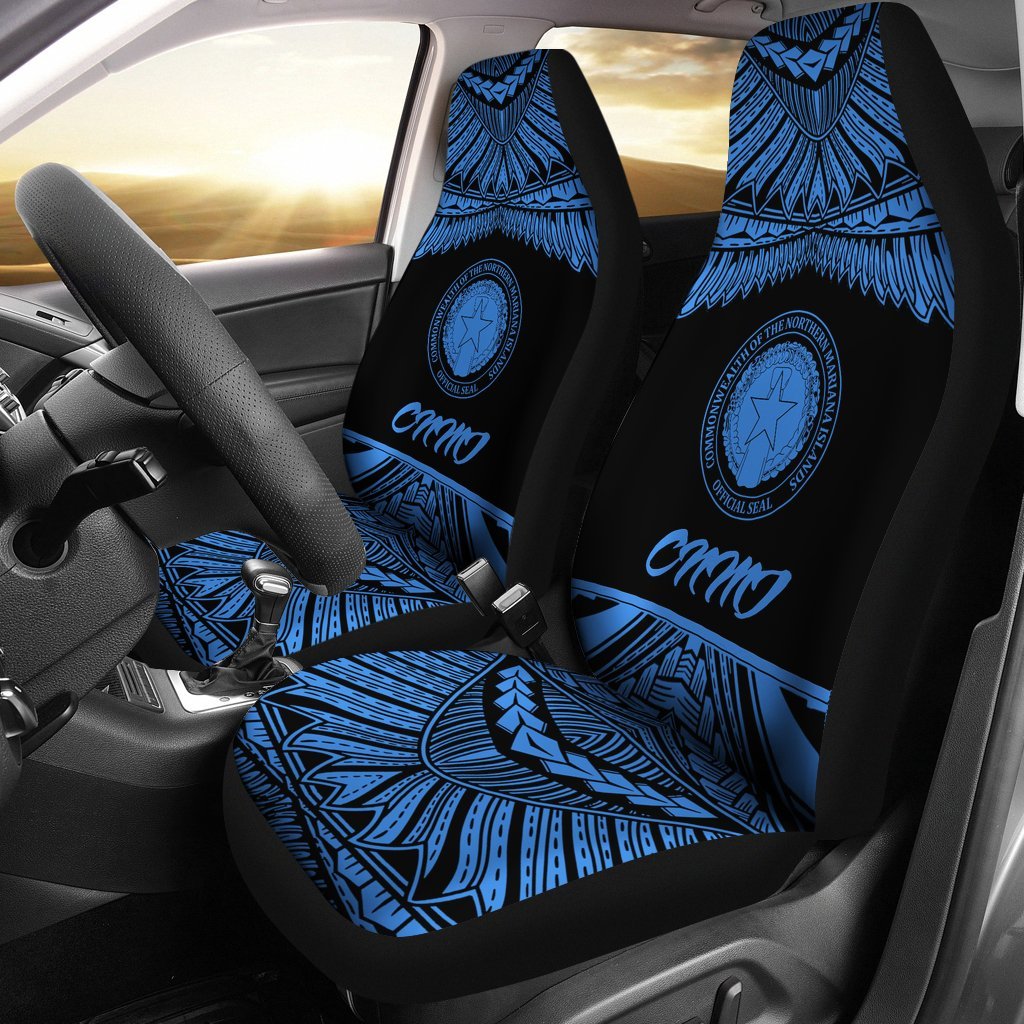 Northern Mariana Islands Polynesian Car Seat Covers - Pride Blue Version Universal Fit Blue - Polynesian Pride