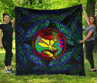 Polynesian Hawaii Premium Quilt - Colorful Turtle Shark Black - Polynesian Pride