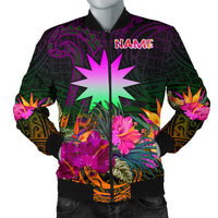 Nauru Personalised Men's Bomber Jacket - Summer Hibiscus Reggae - Polynesian Pride