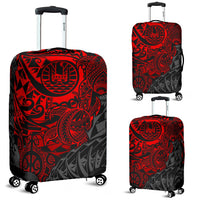 Tahiti Polynesian Luggage Cover - Red Turtle Hibiscus Flowing RED - Polynesian Pride