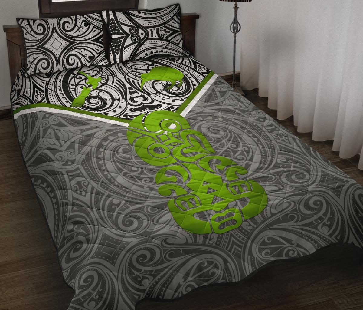 New Zealand Maori Rugby Quilt Bed Set Pride Version - Gray Gray - Polynesian Pride