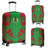 Vanuatu Luggage Cover - Polynesian Tattoo Flag Green-Red - Polynesian Pride