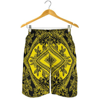 Polynesian Plumeria Mix Yellow Black Men's Short - Polynesian Pride