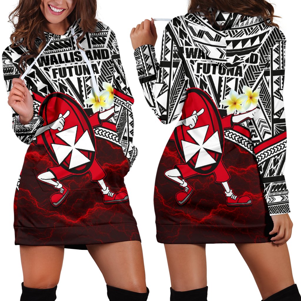 Dab Trend Style Rugby Women Hoodie Dress Wallis and Futuna Art - Polynesian Pride