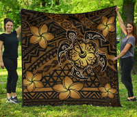Hawaii Mix Polynesian Turtle Plumeria Premium Quilt - AH - Nick Style - Brown Brown - Polynesian Pride