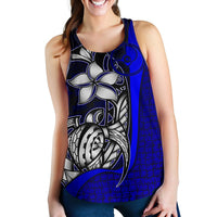 Yap Micronesia Women's Racerback Tank Blue - Turtle With Hook - Polynesian Pride