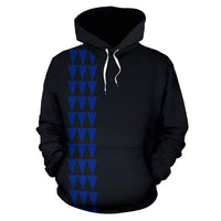 Polynesian Kakau Kanaka Map of Hawaii Hoodie Blue - Polynesian Pride