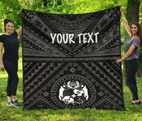 Tonga Personalised Premium Quilt - Tonga Seal With Polynesian Tattoo Style (Black) - Polynesian Pride