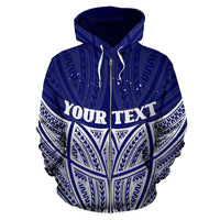 Federated States of Micronesia Polynesian Custom Zip up Hoodie Blue Pride Map and Seal - Polynesian Pride