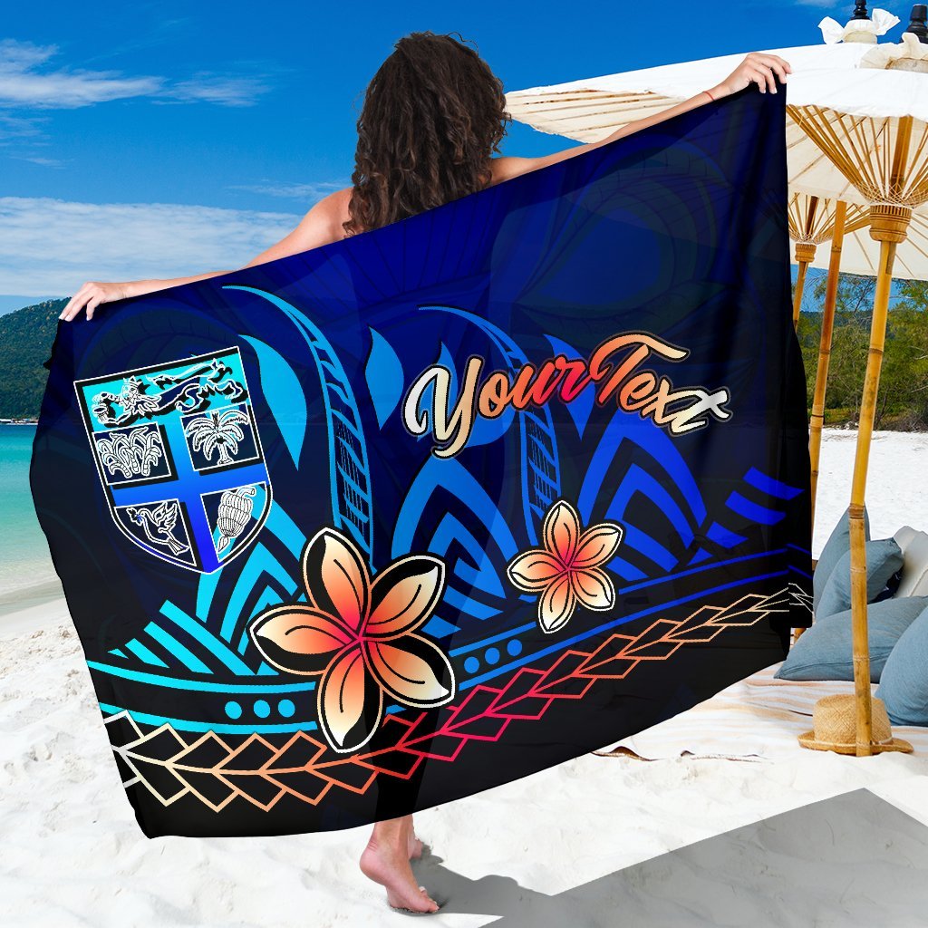 Fiji Custom Personalised Sarong - Vintage Tribal Mountain One Style One Size Blue - Polynesian Pride