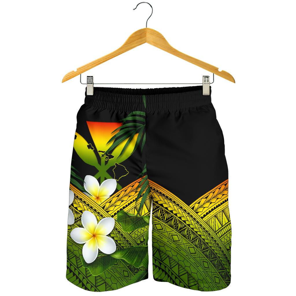 Kanaka Maoli (Hawaiian) Men's Shorts, Polynesian Plumeria Banana Leaves Reggae Reggae - Polynesian Pride