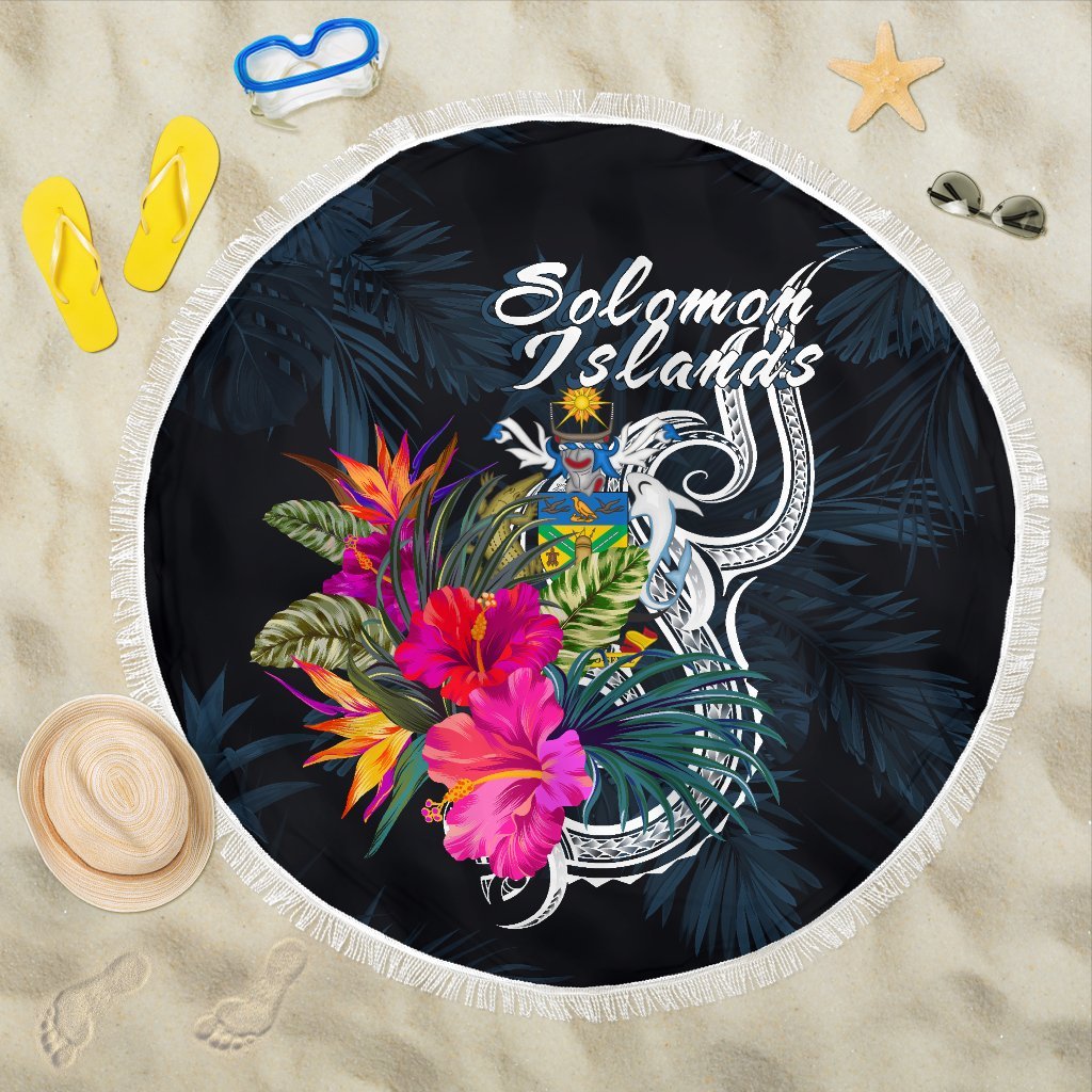 Solomon Islands Polynesian Beach Blanket - Tropical Flower One style One size Blue - Polynesian Pride