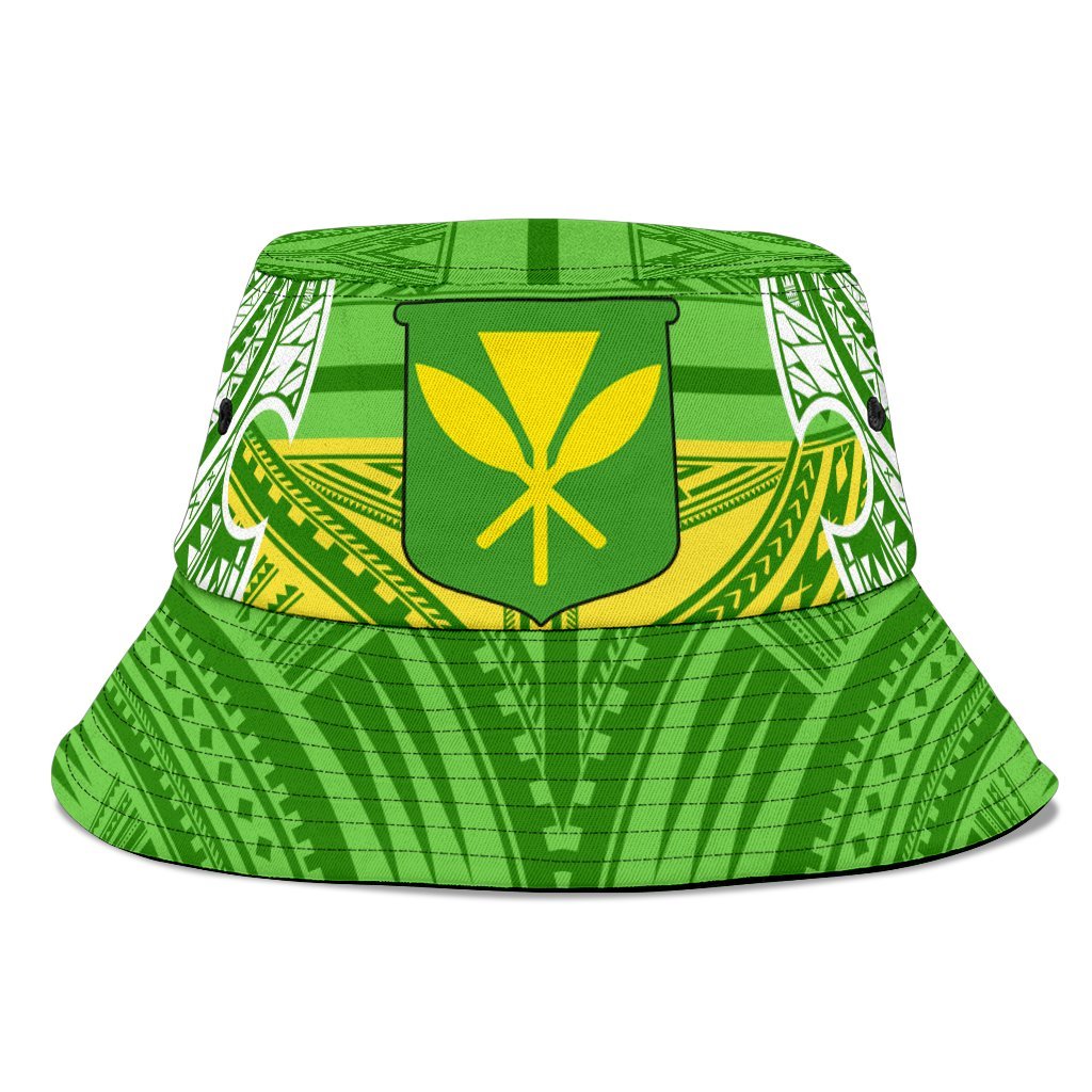 Hawaii Polynesian Bucket Hat - Hawaiian Pattern With Seal Unisex Universal Fit Green - Polynesian Pride