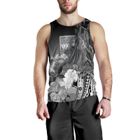 Fiji Men's Tank Top - Humpback Whale with Tropical Flowers (White) - Polynesian Pride