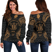 Niue Polynesian Shoulder Sweater Map Gold Gold - Polynesian Pride
