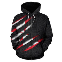 Wallis and Futuna All Over Zip up Hoodie Scratch Style - Polynesian Pride