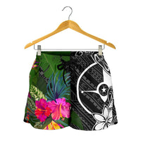 Yap Women Shorts - Turtle Plumeria Banana Leaf - Polynesian Pride