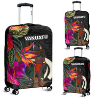 Vanuatu Luggage Covers - Hibiscus Polynesian Pattern Black - Polynesian Pride