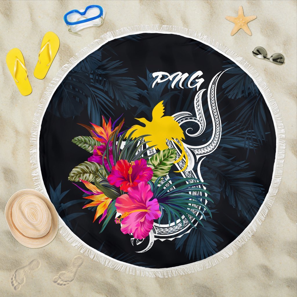 Papua New Guinea Polynesian Beach Blanket - Tropical Flower One style One size Blue - Polynesian Pride