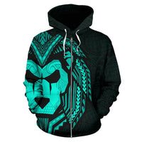 Sua Lions Pride Polynesian Warrior Zip up Hoodie Emerald Color - Polynesian Pride