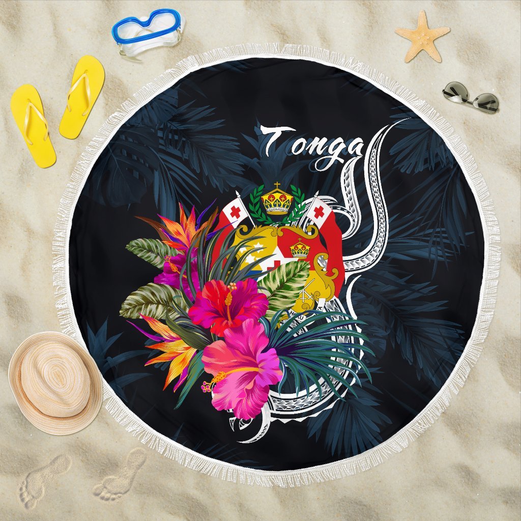 Tonga Polynesian Beach Blanket - Tropical Flower One style One size Blue - Polynesian Pride