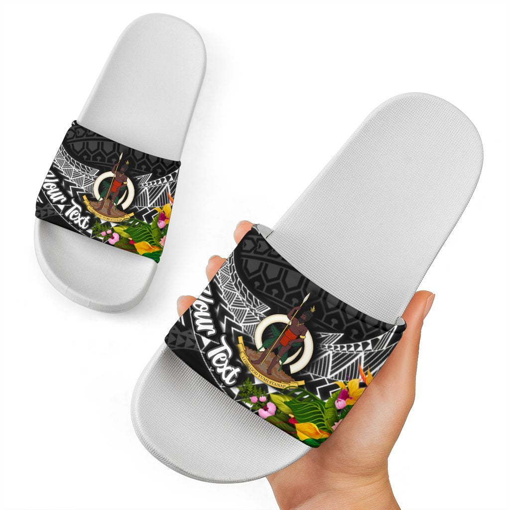 Vanuatu Slide Sandals - Custom Personalised Seal Spiral Polynesian Patterns White - Polynesian Pride