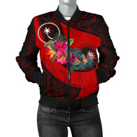 Chuuk Sp - Polynesian Hook And Hibiscus Bomber Jacket (Red) Red Unisex - Polynesian Pride