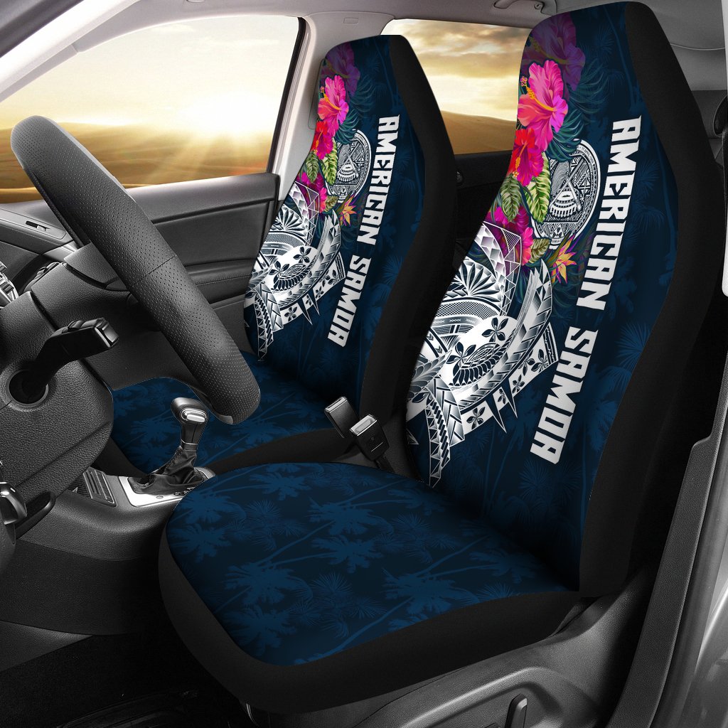 American Samoa Car Seat Covers - Polynesian Hibiscus with Summer Vibes Universal Fit Blue - Polynesian Pride