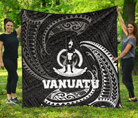 Vanuatu Polynesian Premium Quilt - White Tribal Wave - Polynesian Pride