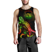 Hawaii Polynesian Men Tank Top - Turtle With Blooming Hibiscus Reggae - Polynesian Pride