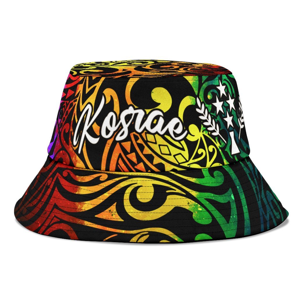 Kosrae Bucket Hat - Rainbow Polynesian Pattern Unisex Universal Fit Reggae - Polynesian Pride