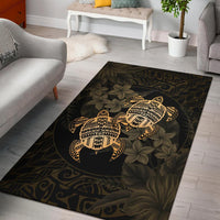 hawaii Rug - Turtle Strong Pattern Hibiscus Plumeria Gold AH Gold - Polynesian Pride