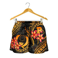 Pohnpei Micronesian Women Shorts - Gold Plumeria - Polynesian Pride
