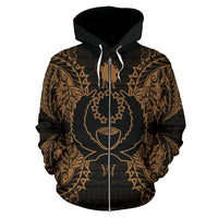 Pohnpei Polynesian All Over Zip up Hoodie Map Gold - Polynesian Pride