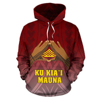 Hawaii Mauna Kea All Over Hoodie Hand Sign Symbol - Polynesian Pride