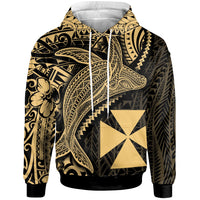 Wallis and Futuna Hoodie Humpback Whale & Coat of Arms Gold Unisex Gold - Polynesian Pride