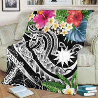 Nauru Polynesian Premium Blanket - Summer Plumeria (Black) - Polynesian Pride