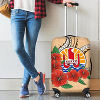 Tahiti Polynesian Luggage Covers - Hibiscus Coat of Arm Beige - Polynesian Pride