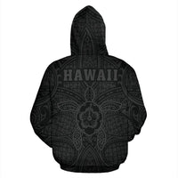 Polynesian Kakau Hula Girl Turtle Hibiscus Hawaii Zip Hoodie Gray - Polynesian Pride